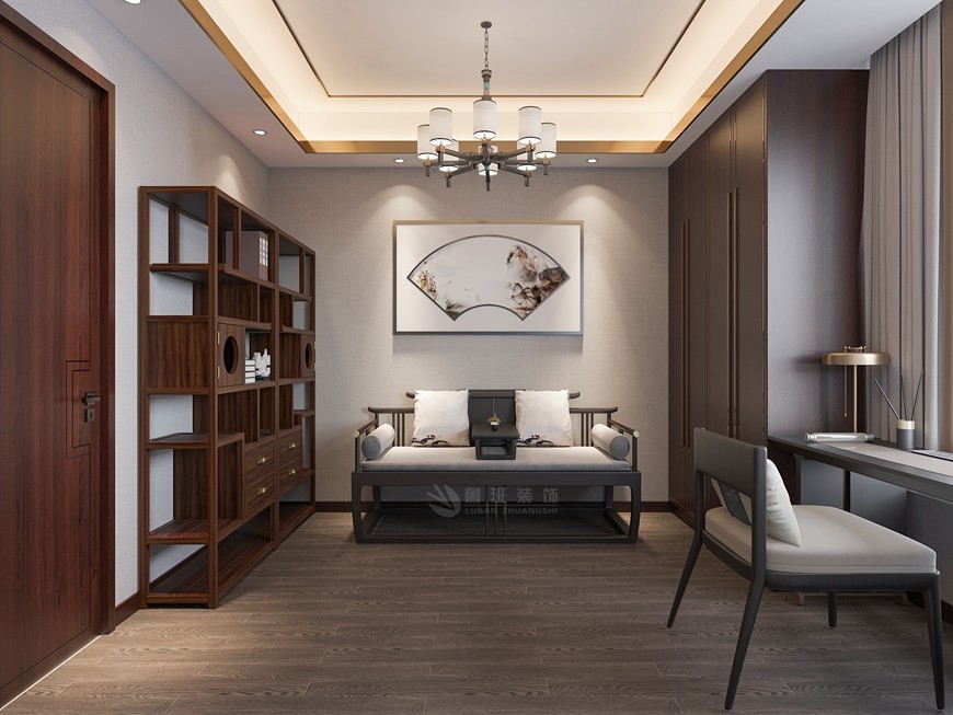 富力城四居室188平米新(xīn)中(zhōng)式風格書房設計