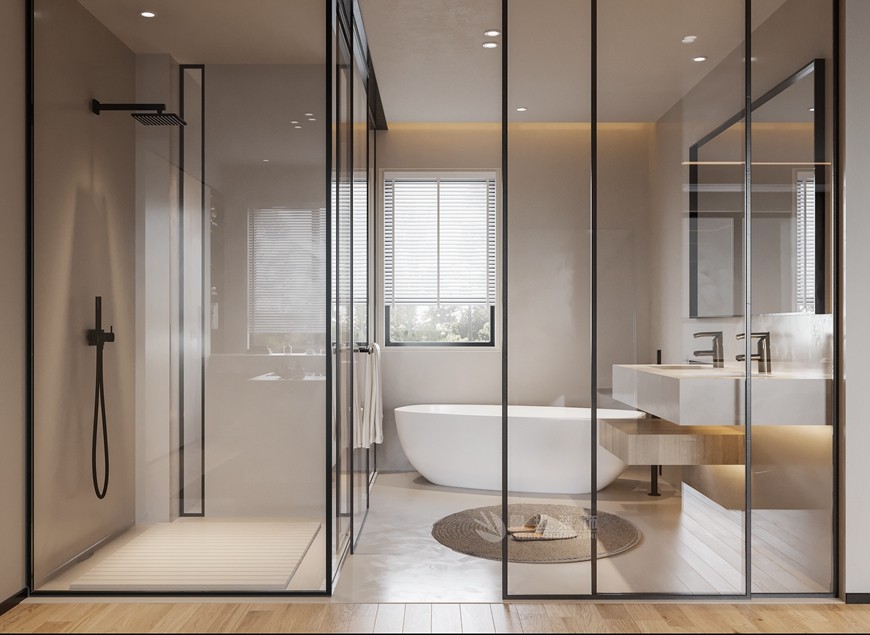 藍光公(gōng)園華府頂躍275平米現代極簡風格浴室