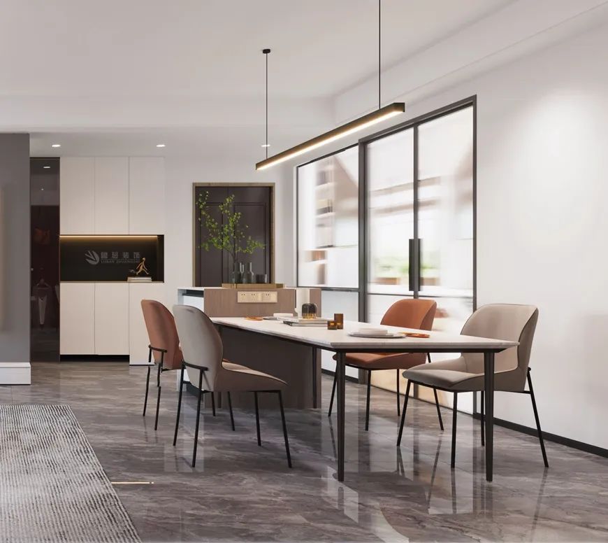 魯班裝(zhuāng)飾群賢道九号140平米現代簡約溫馨風格——餐廳效果圖設計