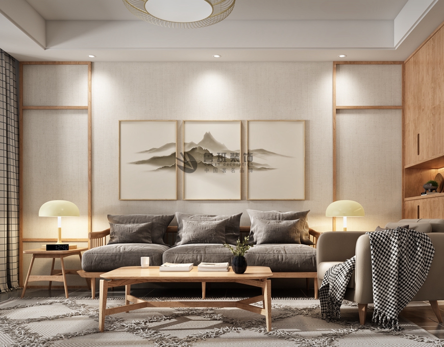 西安(ān)魯班裝(zhuāng)飾出品萬達天樾170平米四居室日式北歐風楊立邦設計師主筆(bǐ)設計——客廳沙發背景牆設計效果圖 西安(ān)魯班裝(zhuāng)飾出品萬達天樾170平米四居室日式北歐風楊立邦設計師主筆(bǐ)設計——客廳沙發背景牆設計效果圖